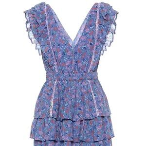 LoveShackFancy Lilac Floral Tiered Ruffle Dress